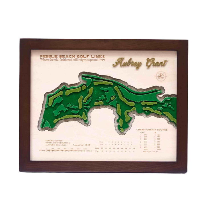 custom golf course map, custom golf maps, wooden golf course map