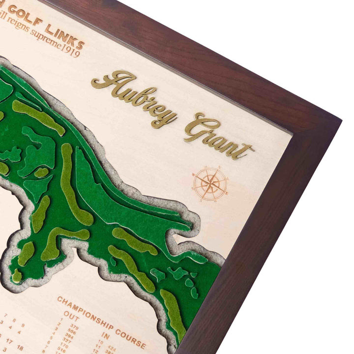 custom golf course map, custom golf maps, wooden golf course map