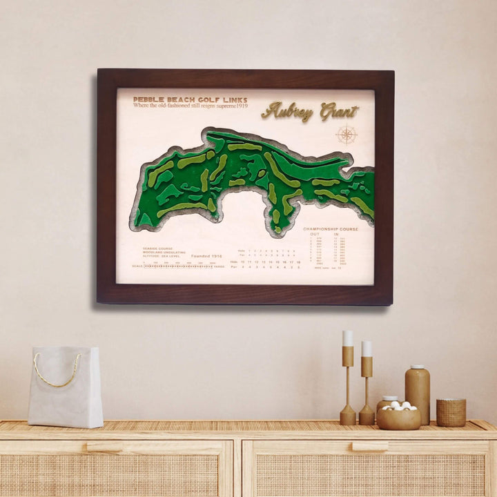 custom golf course map, custom golf maps, wooden golf course map