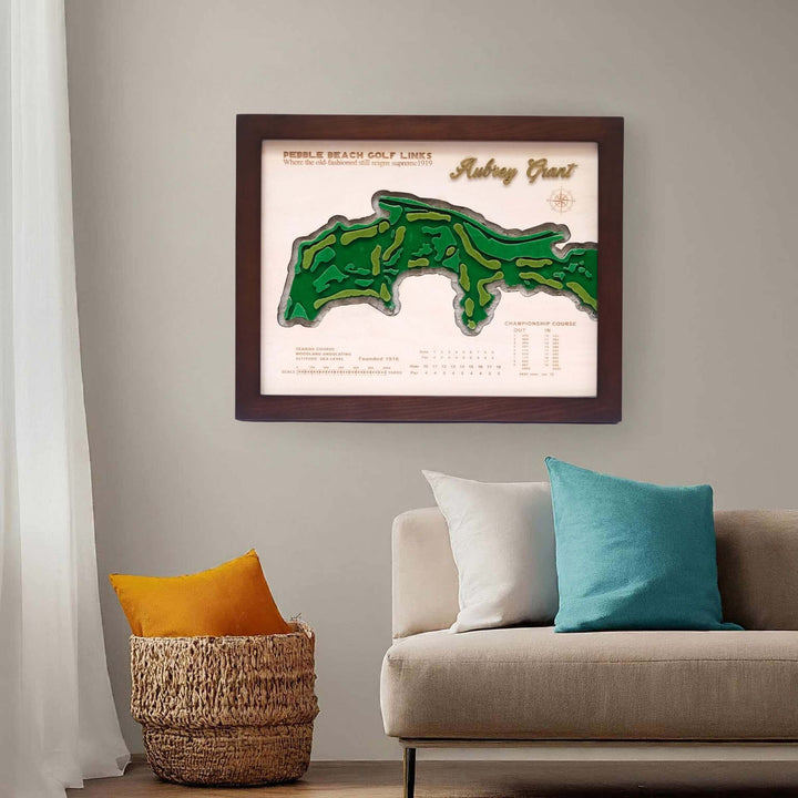 custom golf course map, custom golf maps, wooden golf course map