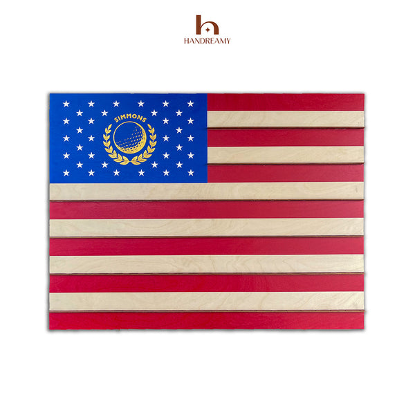 Personalized Golf Ball Marker Display with American Flag shape