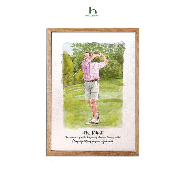 Handpainted Watercolor Golf Painting