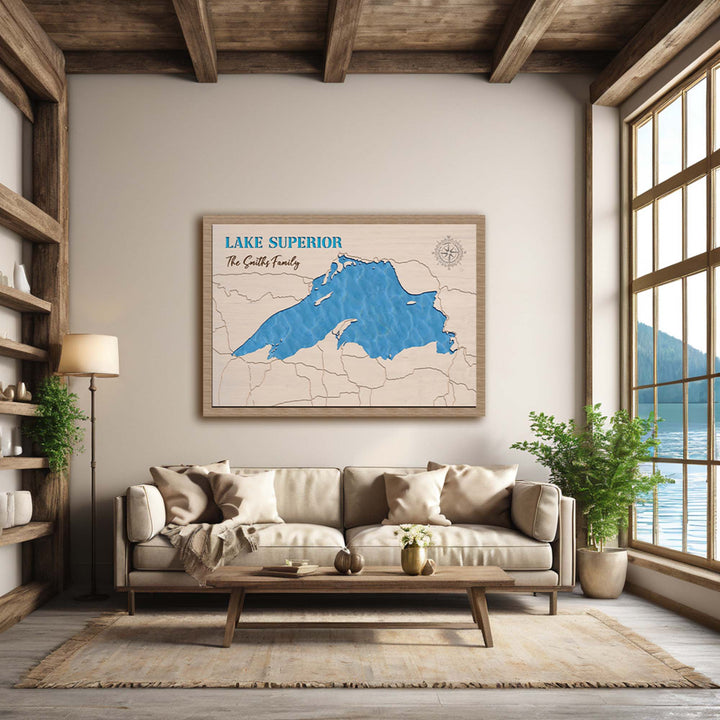 lake superior wood map, lake superior wall art, lake superior framed art, lake superior art, lake superior map, lake superior 3d map