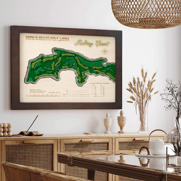 custom golf course map, custom golf maps, wooden golf course map