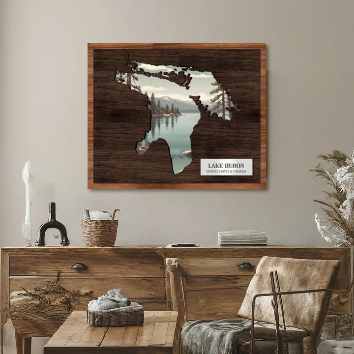 wood print map art