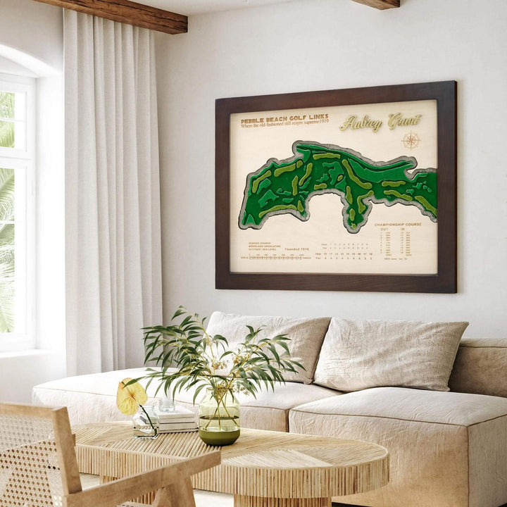 custom golf course map, custom golf maps, wooden golf course map