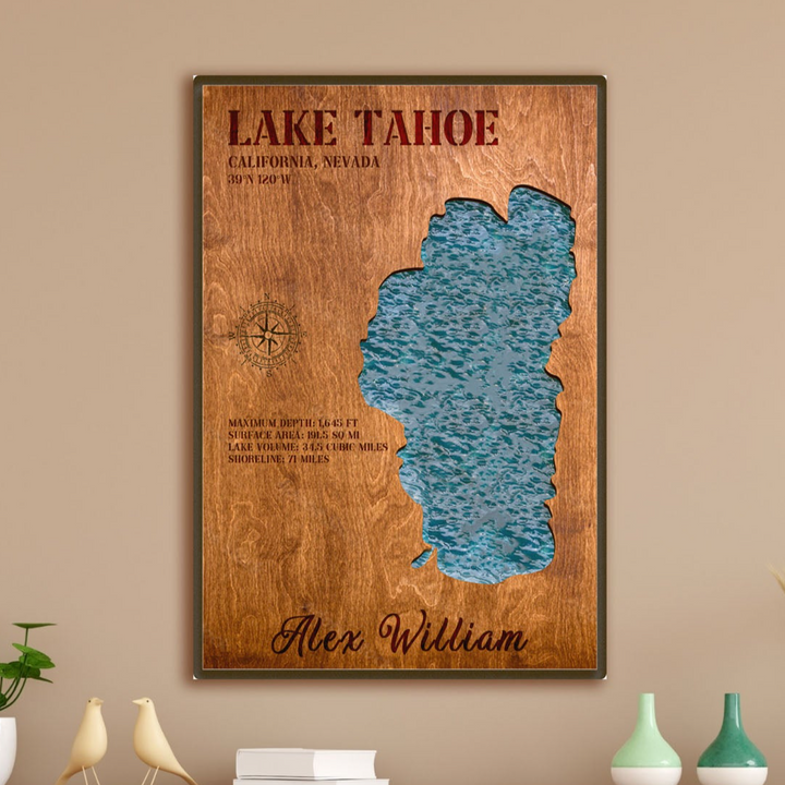 lake tahoe wood map, lake tahoe 3d wood map, tahoe 3d wood map, tahoe wooden maps, lake tahoe wood art, tahoe maps wood, large lake tahoe 3d wood map