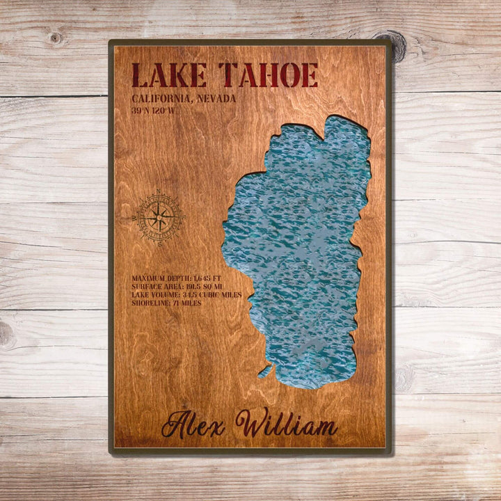 lake tahoe wood epoxy map