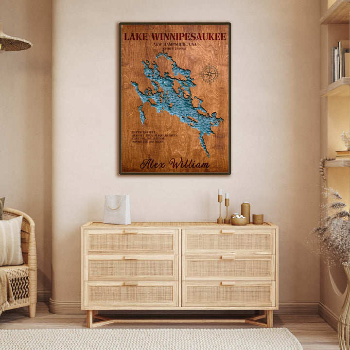 lake winnipesaukee wood map,lake winnipesaukee art,lake winnipesaukee wall art,lake winnipesaukee map