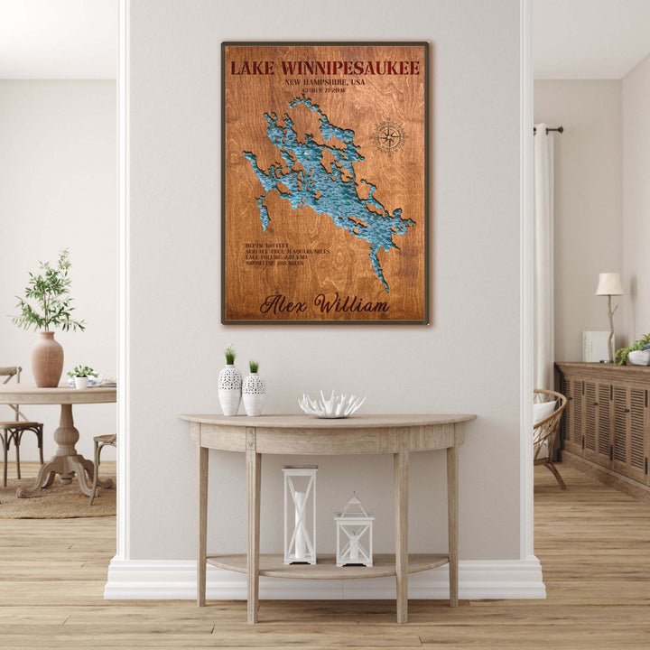 lake winnipesaukee wood map,lake winnipesaukee art,lake winnipesaukee wall art,lake winnipesaukee map