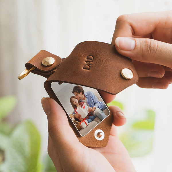Photo Album Leather keychain, Unique Father's Day gifts for him