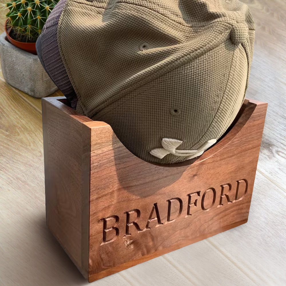 Custom Hard Wooden Hat Holder Box With Name
