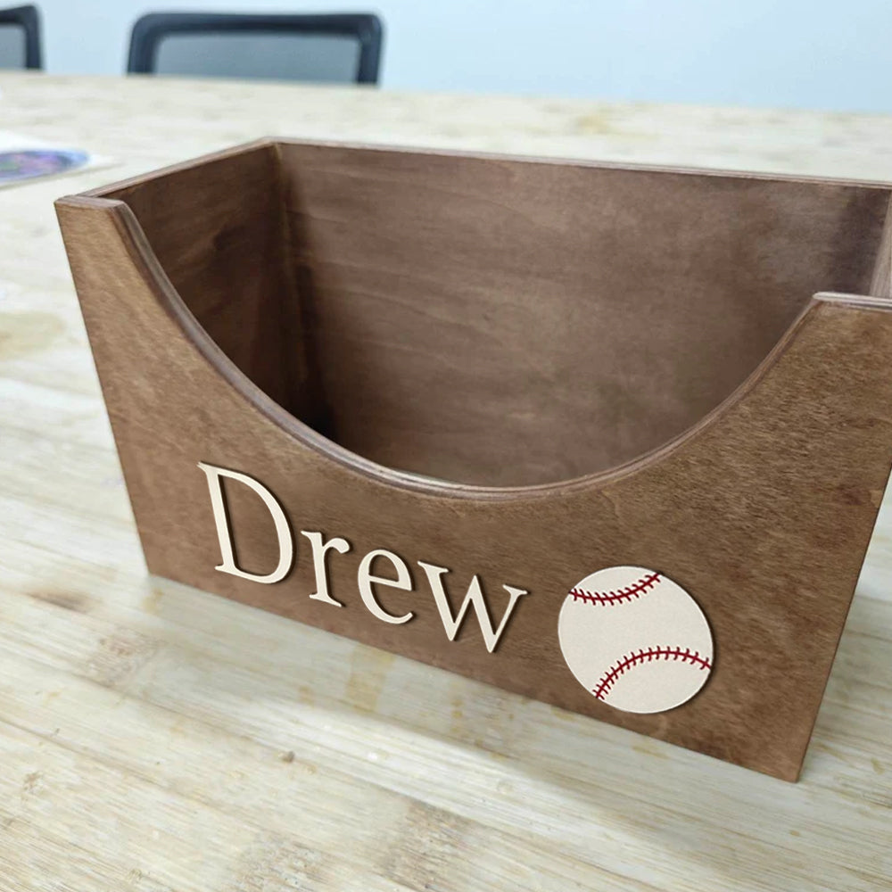 Custom Wooden Hat Holder Box With Ball Gift for Baseball Lover