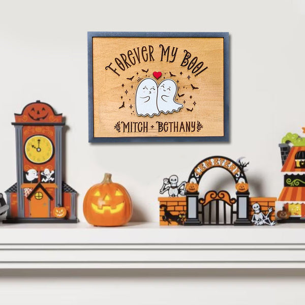 Halloween Cute Ghost Couple - Personalized Sign