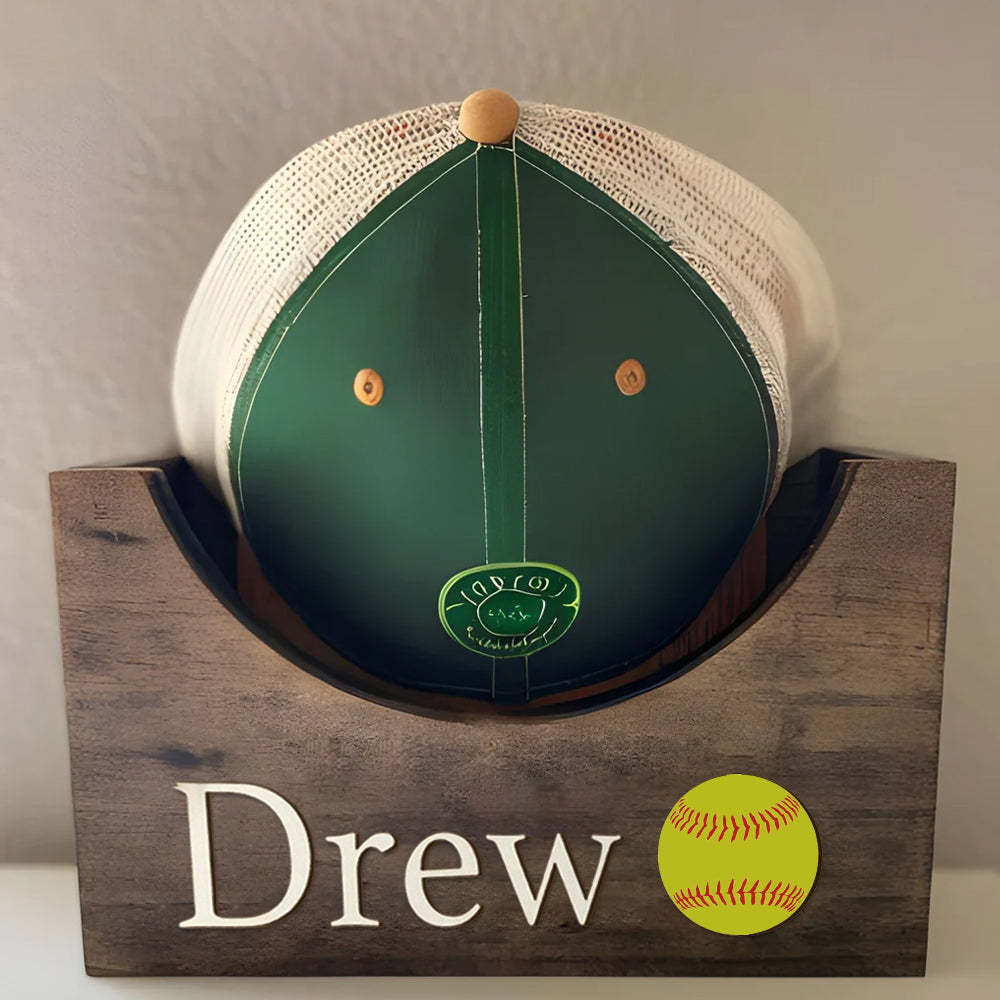 Custom Wooden Hat Holder Box With Ball Green Version with Yellow Ball