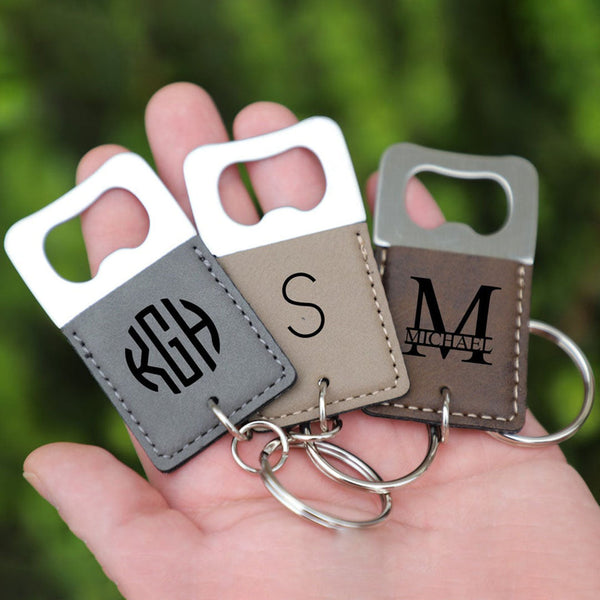 Personalized Leather Key Chain Bottle Opener - Unique Father's Day