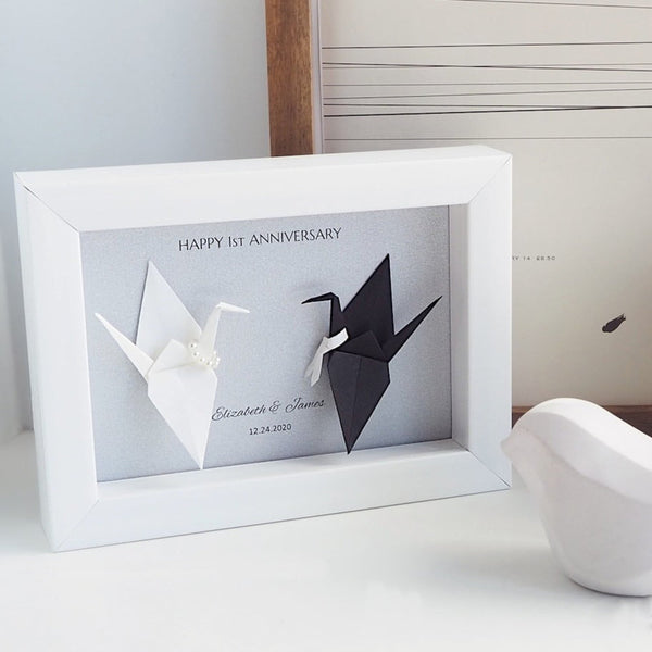 Personalized Origami Crane Paper With Frame - Anniversary Gift
