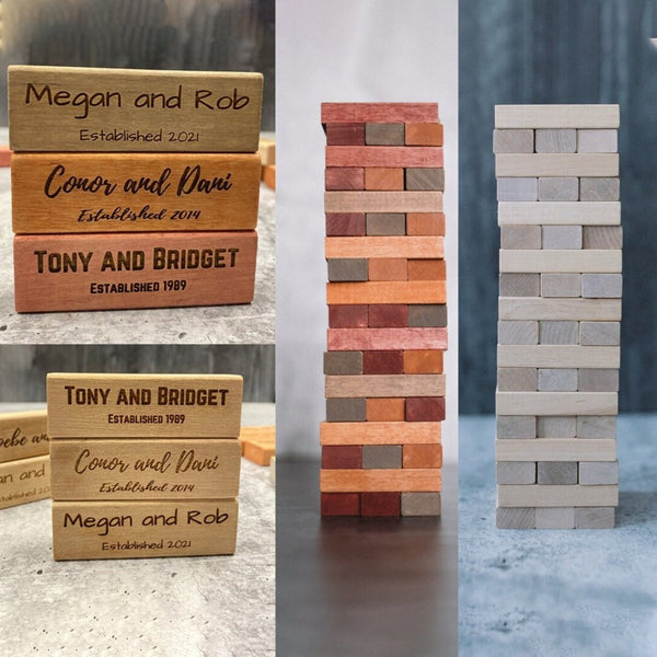 Personalized Engraved Wooden Jenga Block Tower - Christmas Custom Gift For Him, Gift For Her
