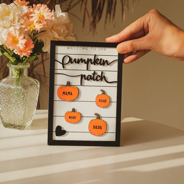 Personalized Wooden Family Pumpkin Batch Sign - Halloween, Thankskgiving, Fall Decor
