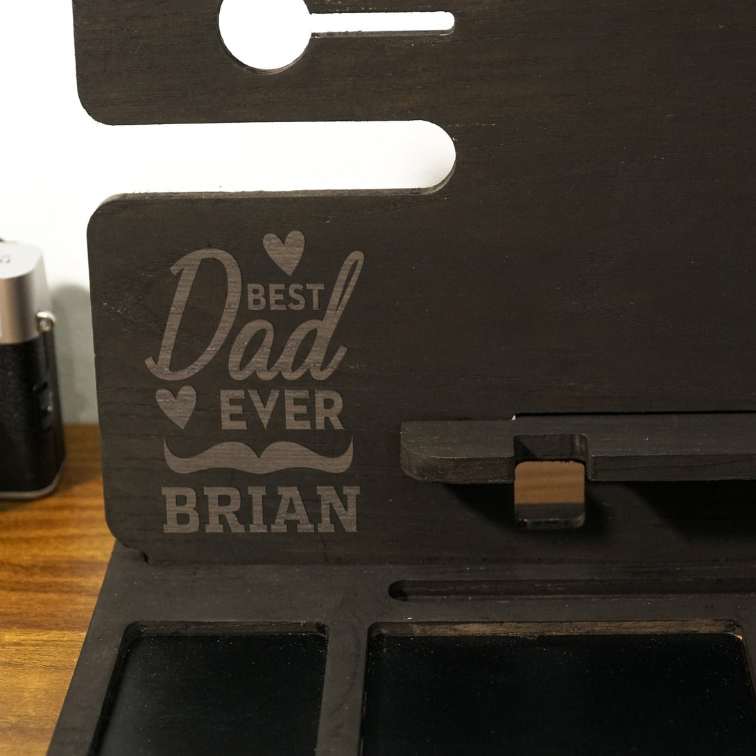 Personalized Docking Station For Men, Gift For Dad, Wooden Docking Station, Anniversary Gift, Gift For Him, Father's Day Gift, Men Organizer