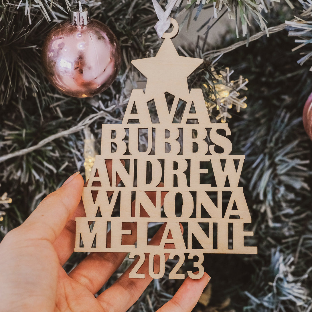 Personalized Family Christmas Ornament, Christmas Tree Ornament with Family Names, Christmas Tree Name Ornament