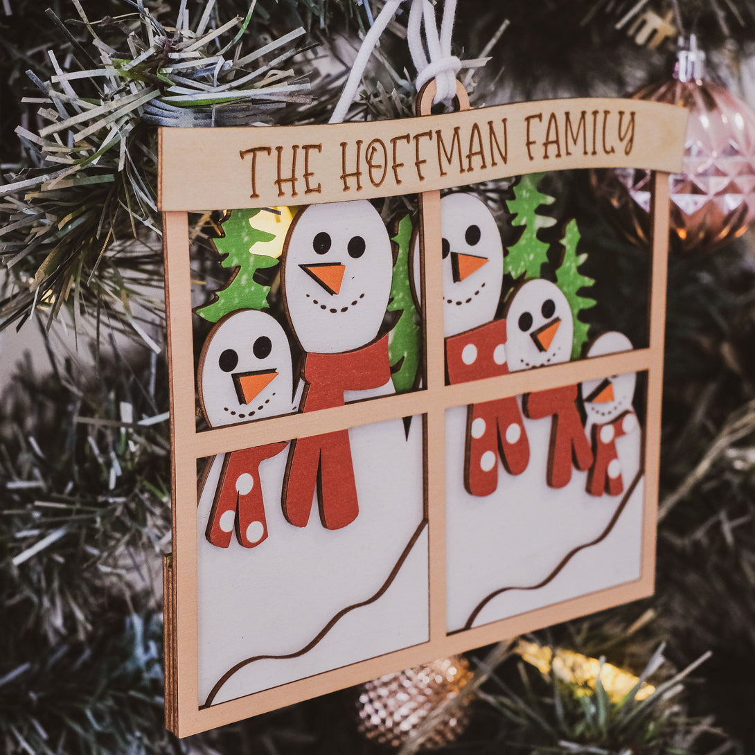 Personalized Snowman Christmas Ornament, Farmhouse Ornaments, Christmas Family Name Ornament Personalized, Family Name Ornament