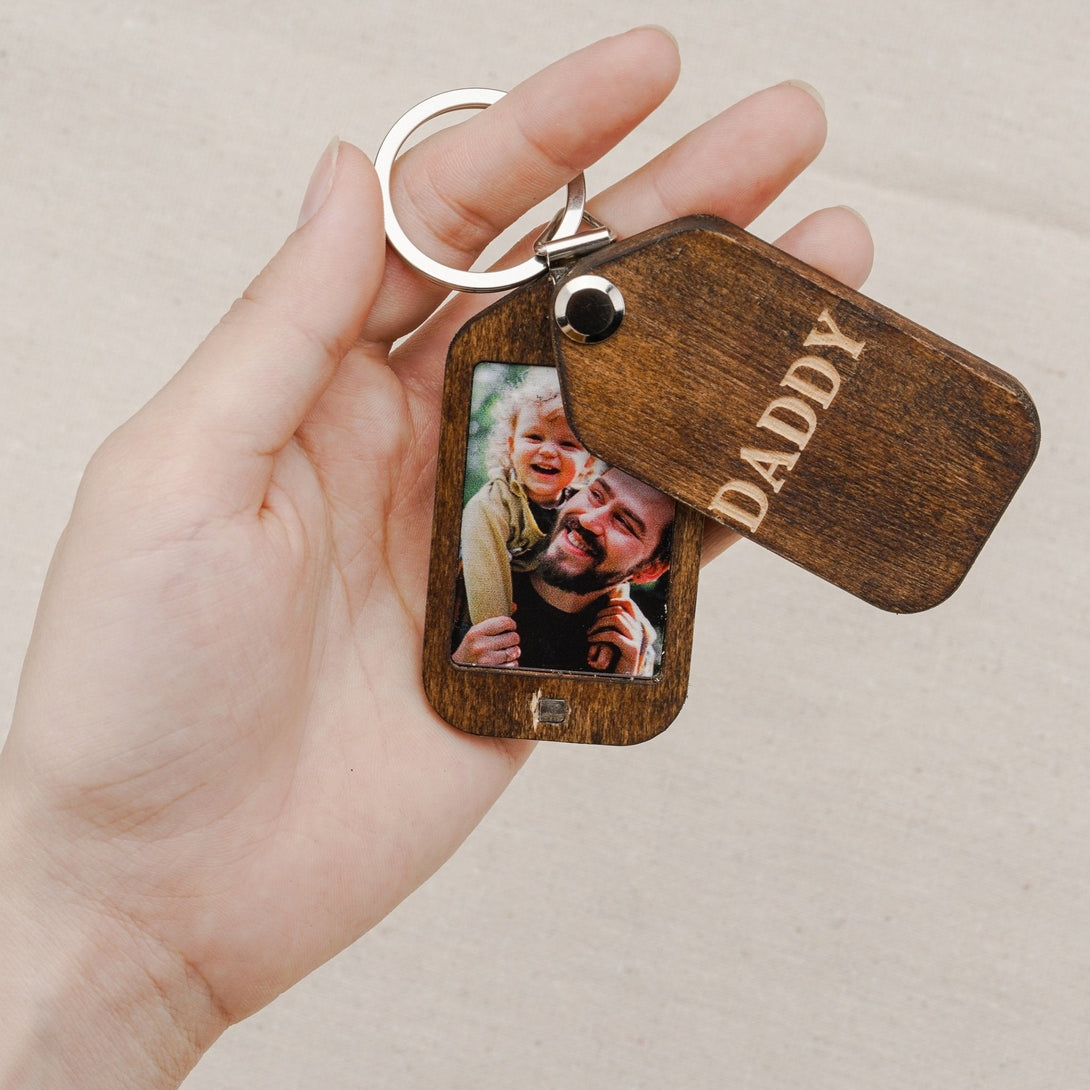 Personalized Wooden Photo Keychain, Gift for Him - Acecrafty
