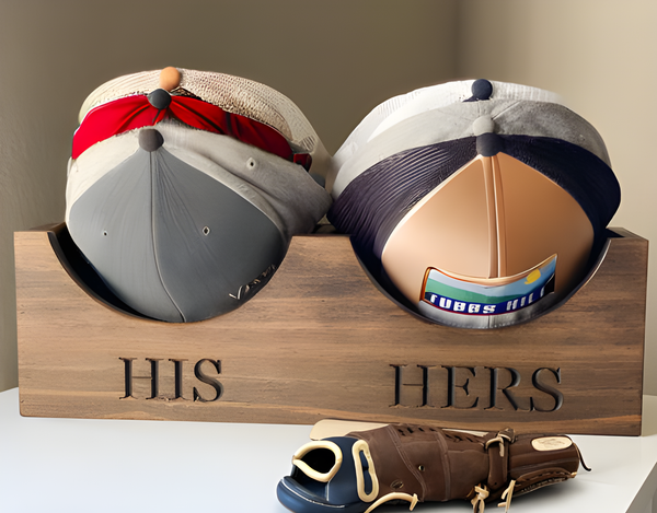 Personalized Double Wooden Hat Holder, Anniversary Gift