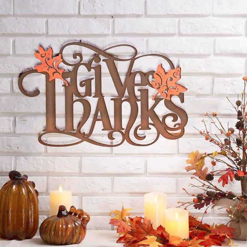 Wooden Thanksgiving Wall Hanging - Give Thanks Sign - Acecrafty