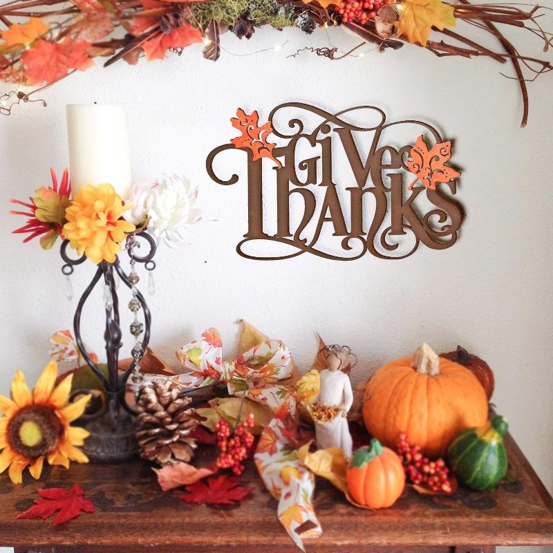 Wooden Thanksgiving Wall Hanging - Give Thanks Sign - Acecrafty